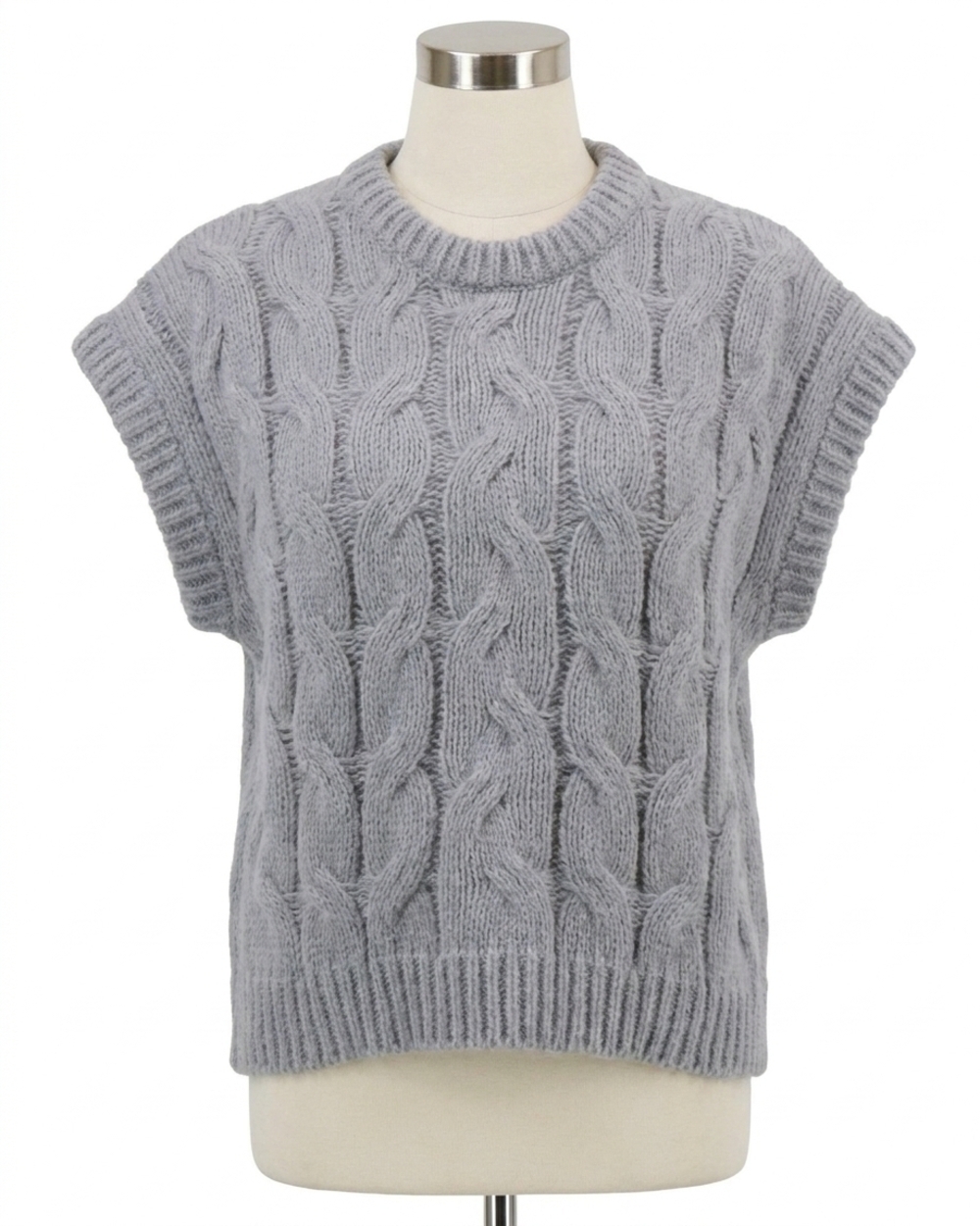 NEW GRACE AND LACE cable knit sweater vest in heather gray